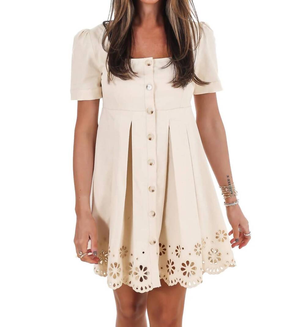 NEW CAMELLIA women's met your match eyelet mini dress in cream